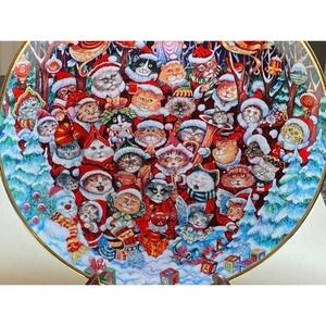 Vintage Franklin Mint SANTA CLAWS CATS by Bill Bell Porcelain 8 1/4" Plate with